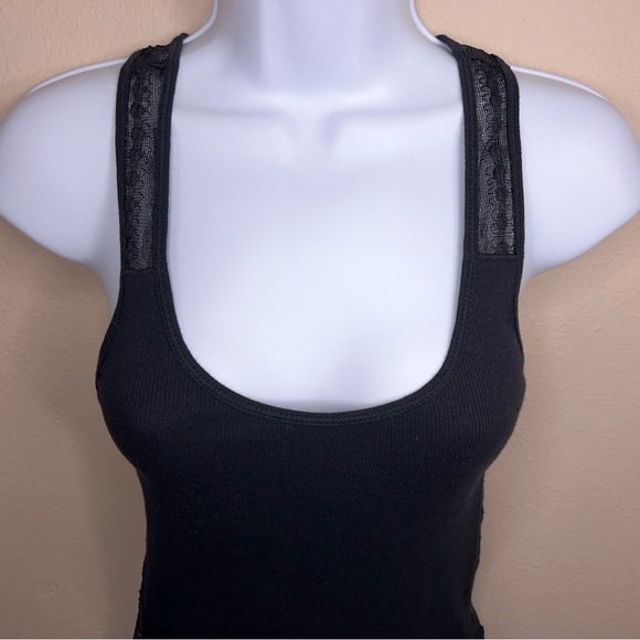 Small American Eagle Outfitters Black Lace Tank Top Stretch Fitted Goth - Picture 4 of 13